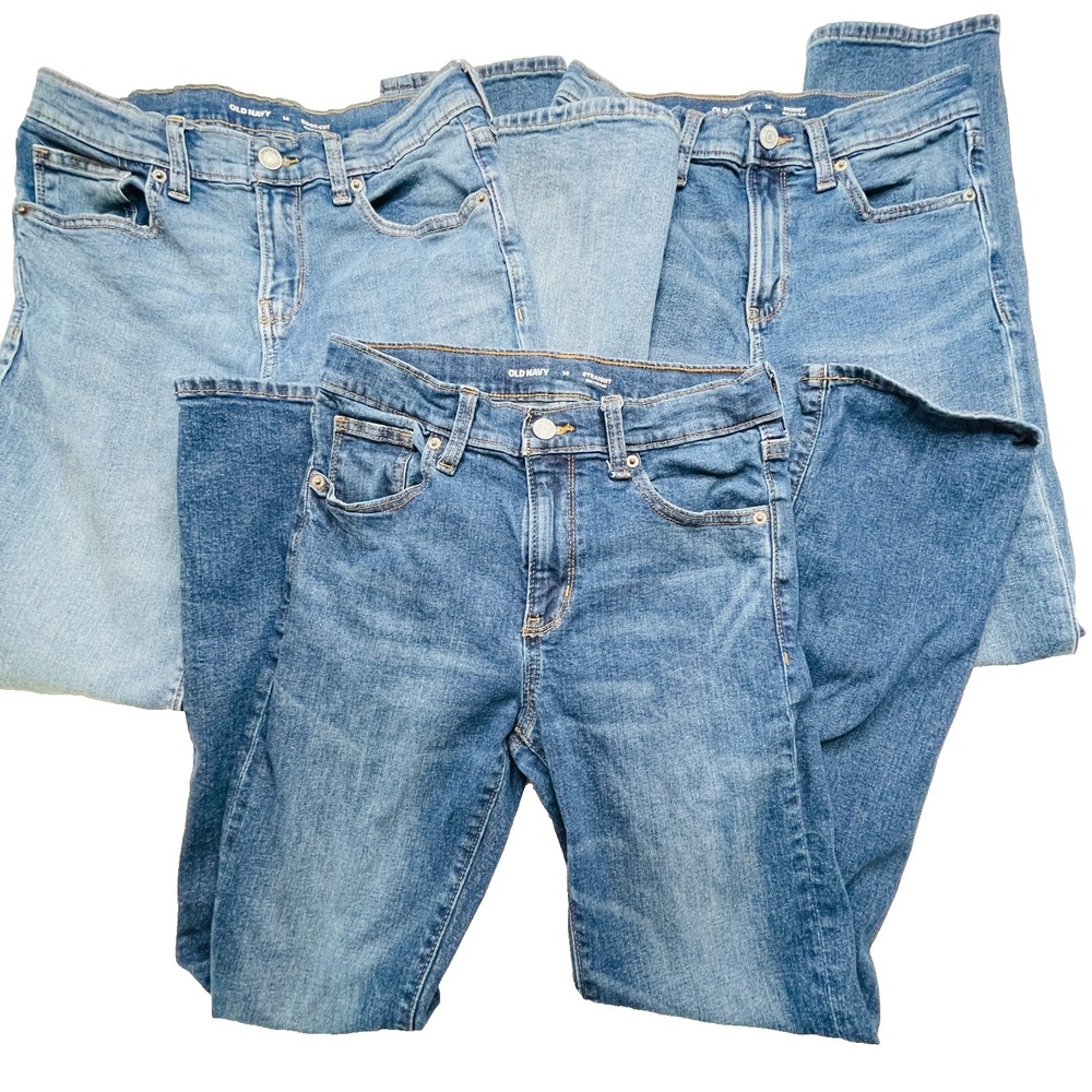 Old Navy Kids Jeans Lot 3 Pairs Size 14 Boys Skinny Bootcut Straight Blue Denim